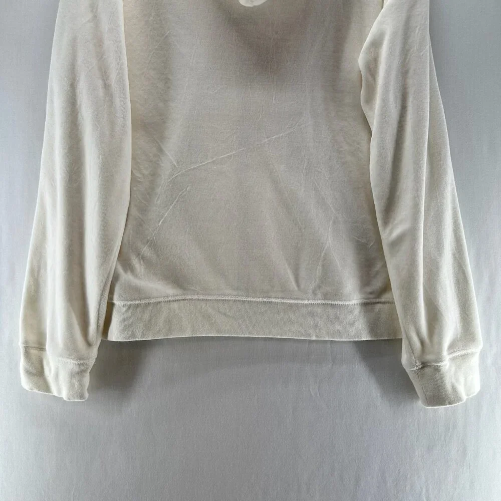 Izod Movement Velour Full-zip Hooded Sweatshirt Women L Stretch Pocket Off White - Picture 7 of 12